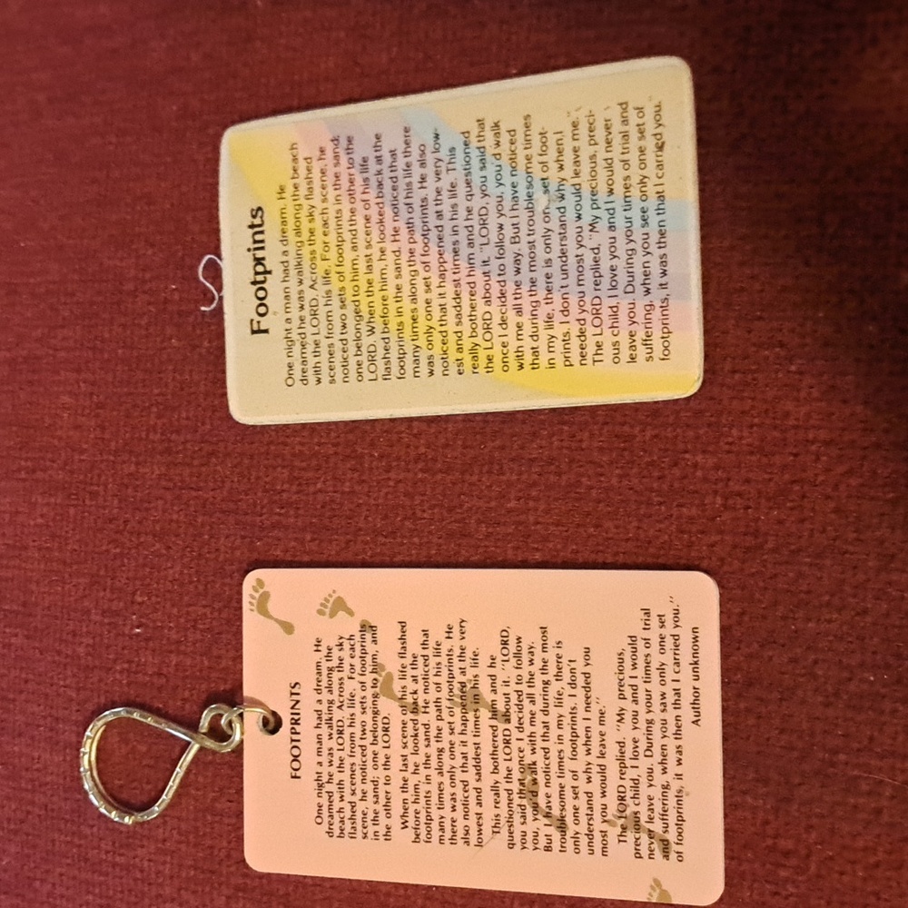 Footprints poem choice keychain key ring hanging magnet